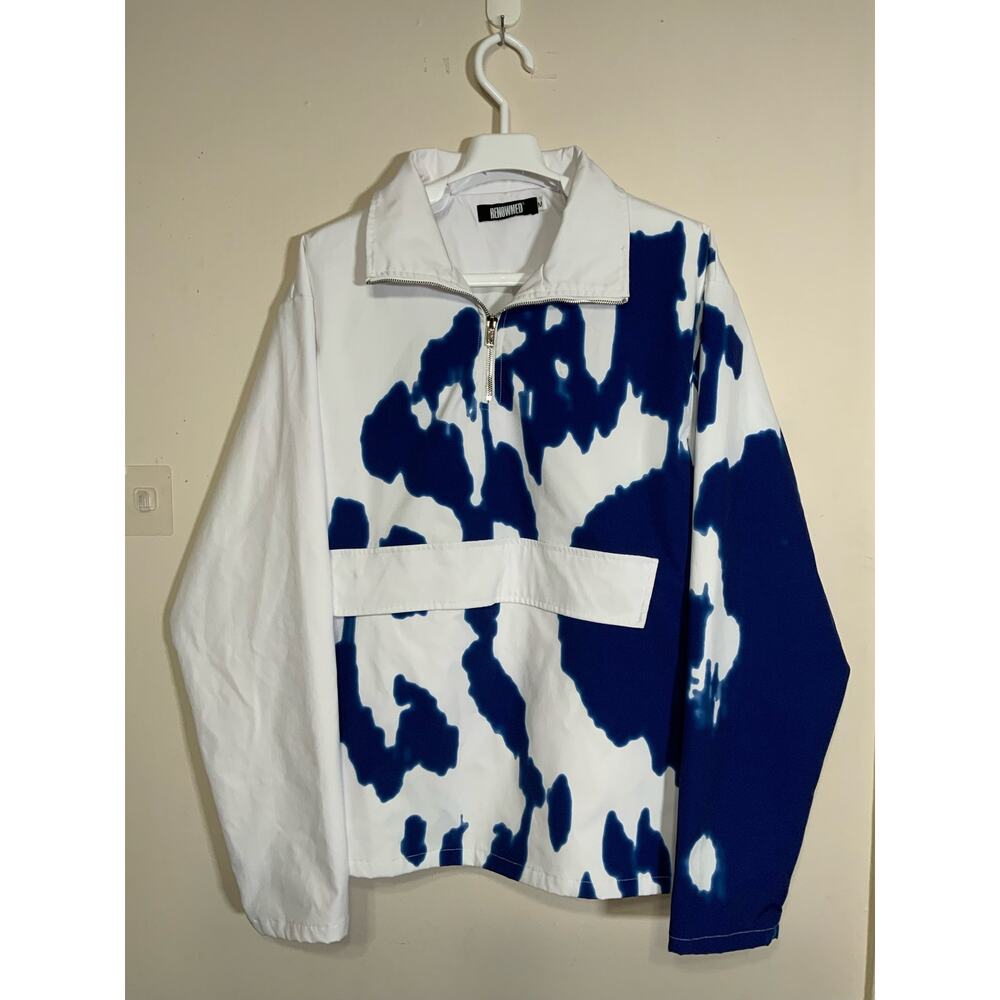 Renowned Vision Graphic Print Shell Windbreaker Jacket White Size M USED